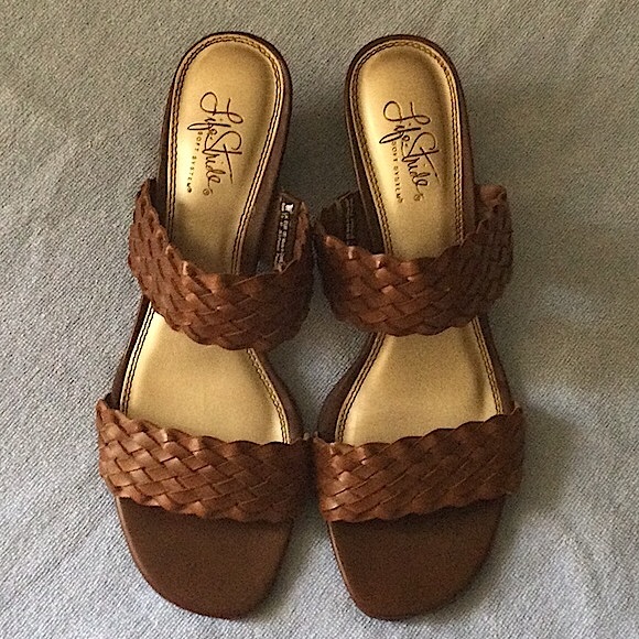 Braided strap slide sandals, EUC - Picture 1 of 5